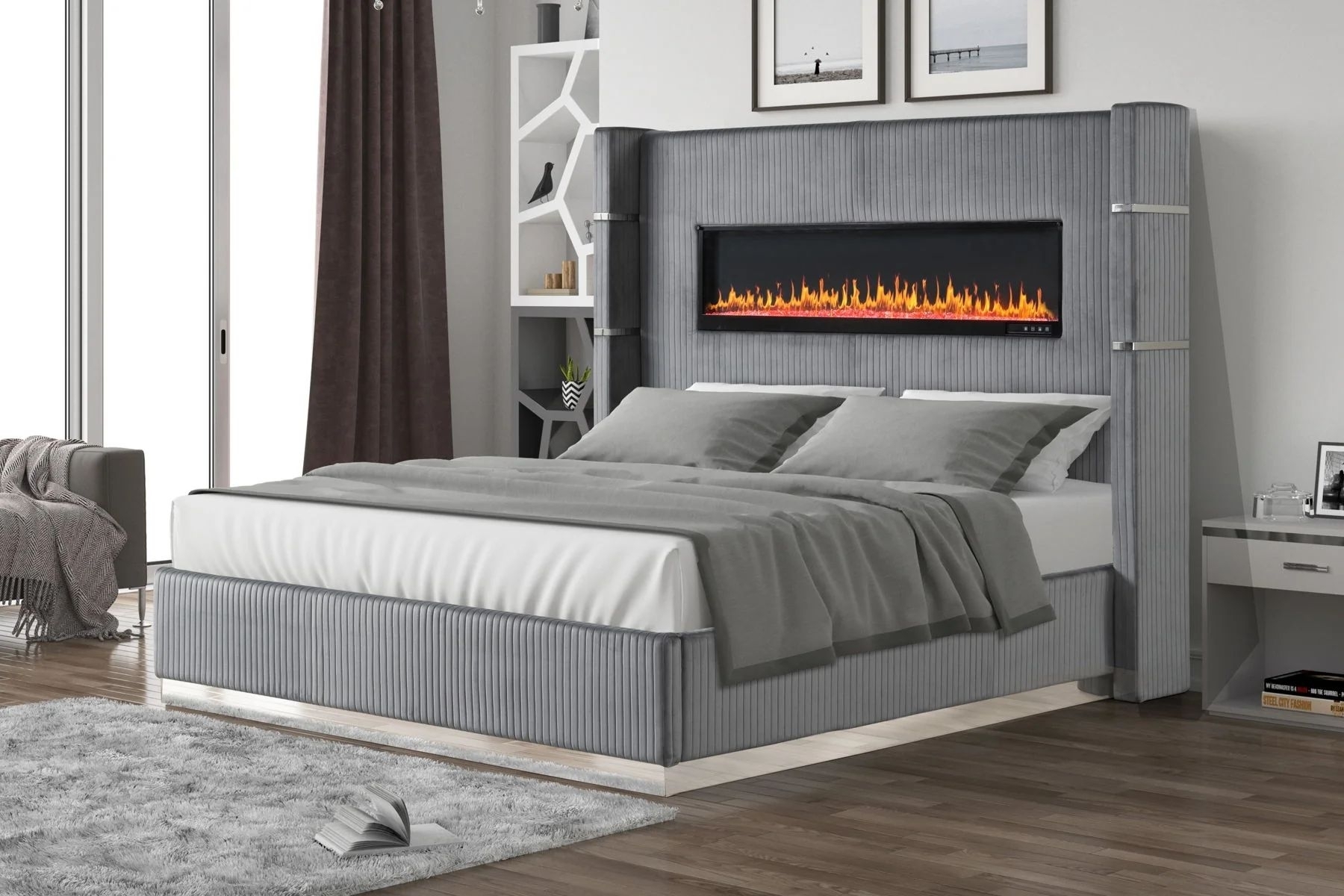Lizelle Velvet/Wood Regular Bedroom Set