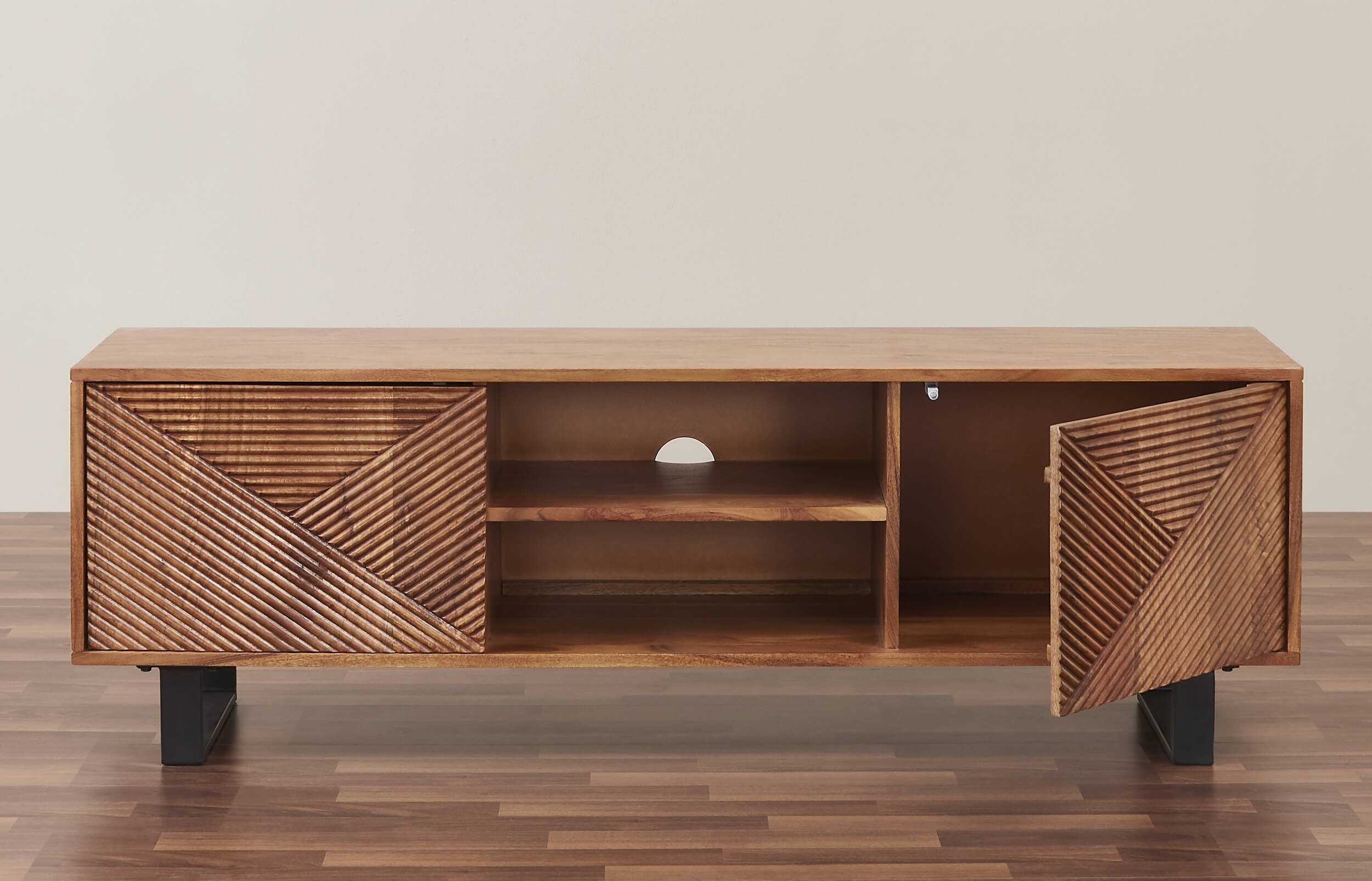 Linear Hardwood 55" TV Stand w/ Storage