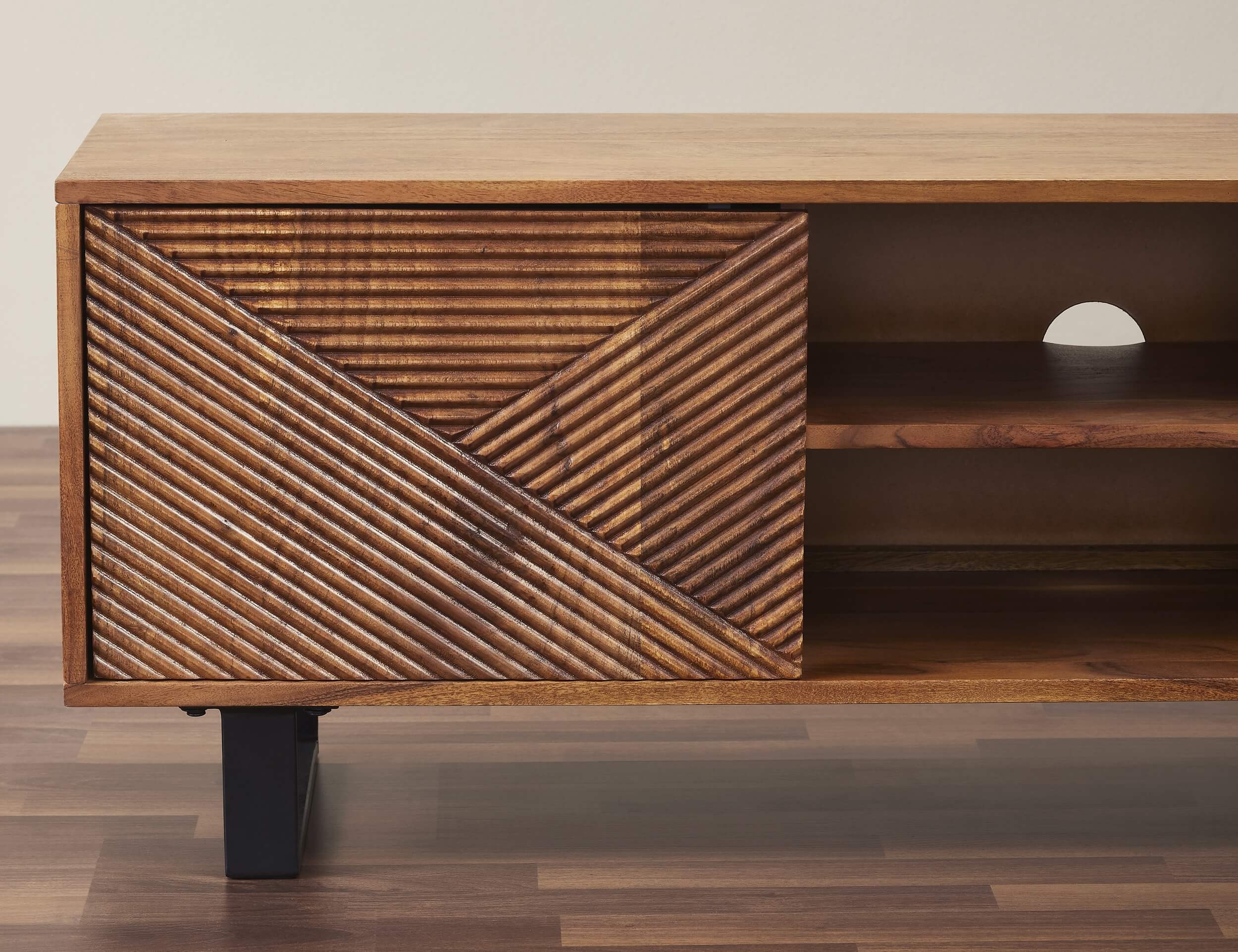 Linear Hardwood 55" TV Stand w/ Storage