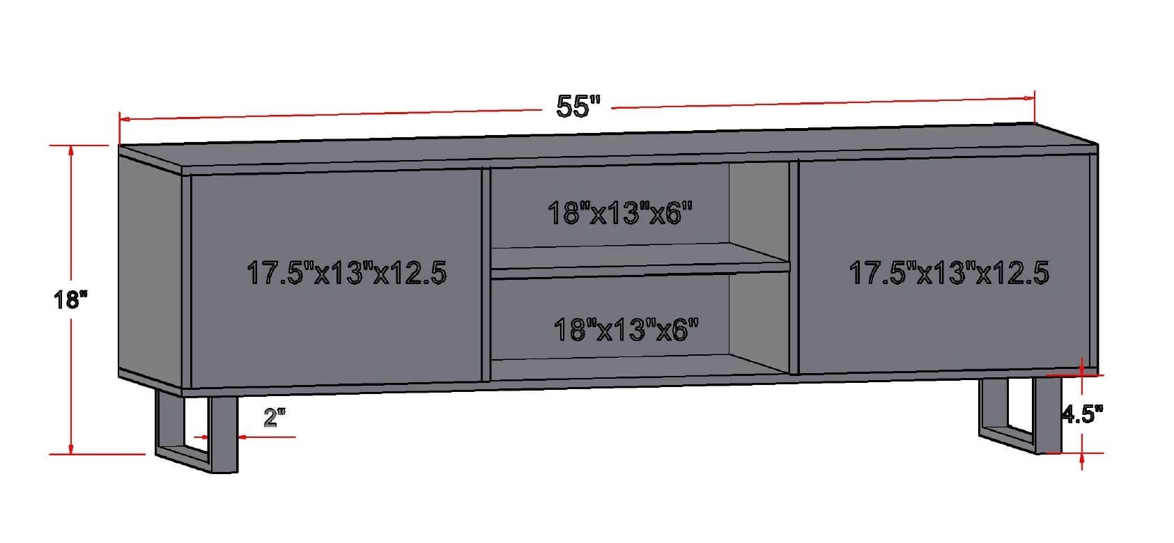 Linear Hardwood 55" TV Stand w/ Storage