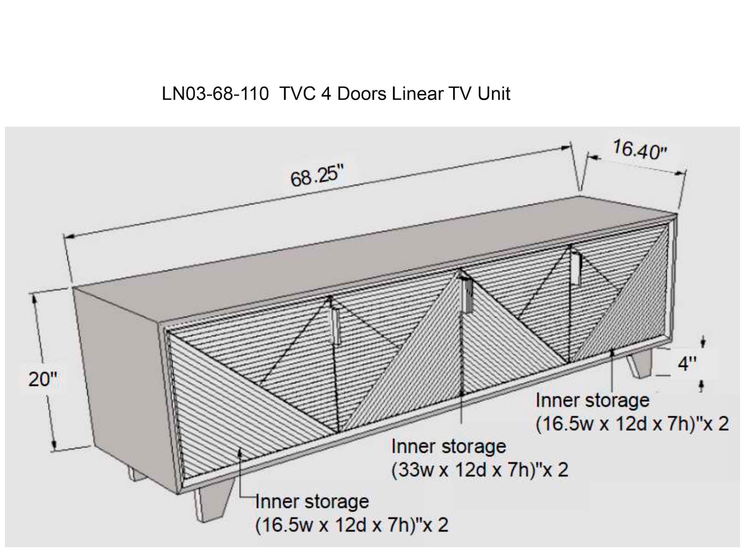 Linear Solid Wood 68" TV Stand