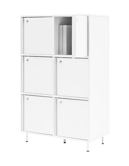 Locker Plus Office Double Storage Cabinet w/6 Lockable Doors