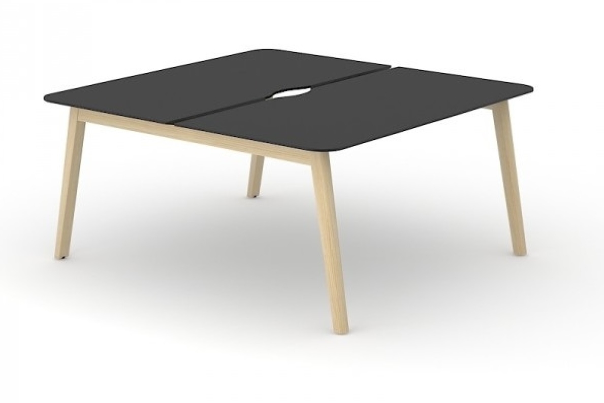 Meeting/Boardroom Table, Black Top, Oak Frame