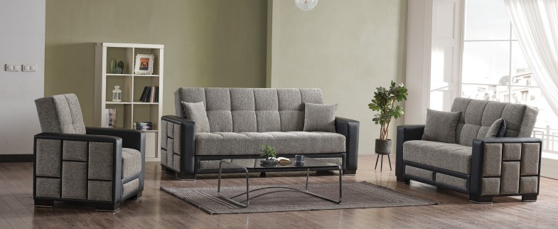 Loft Polyester/PU Convertible Storage Living Room Set