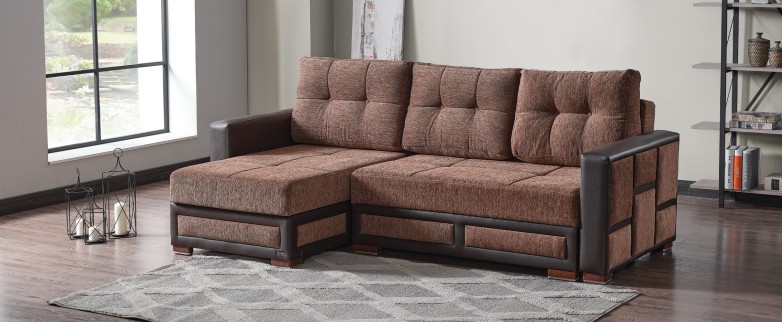 Loft Polyester/PU Convertible Storage Living Room Set