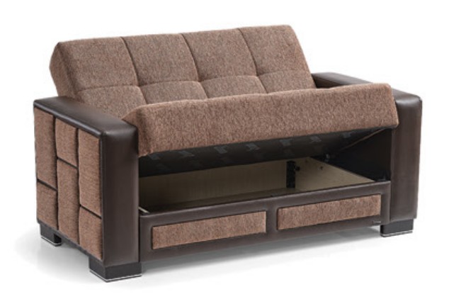 Loft Polyester/PU Convertible Storage Loveseat
