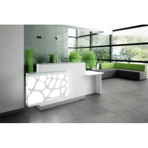 ORGANIC 1-Person Straight Reception Desk w/Side Counter Top & RGB Light, ADA Compliance