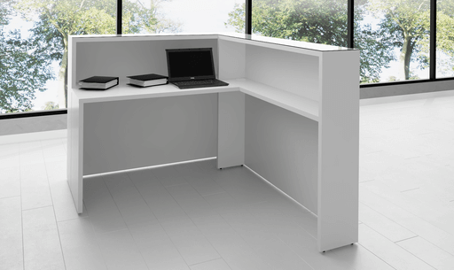 ORGANIC L-Shaped Reception Desk w/Left Side RGB Light Panel