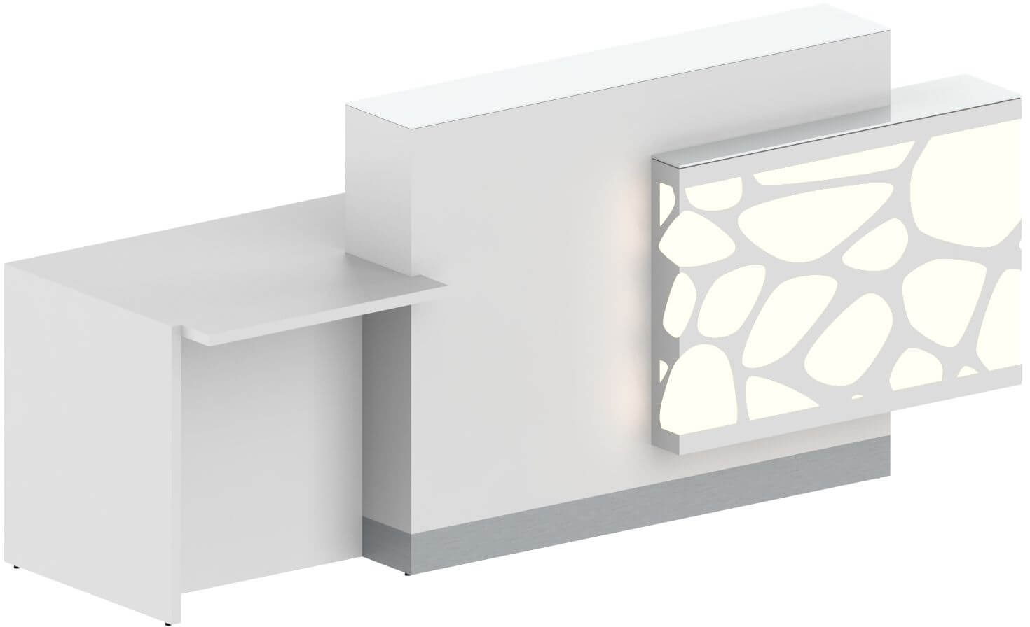ORGANIC Straight Reception Desk w/Counter Top and Left Side RGB Light Panel, ADA Compliance