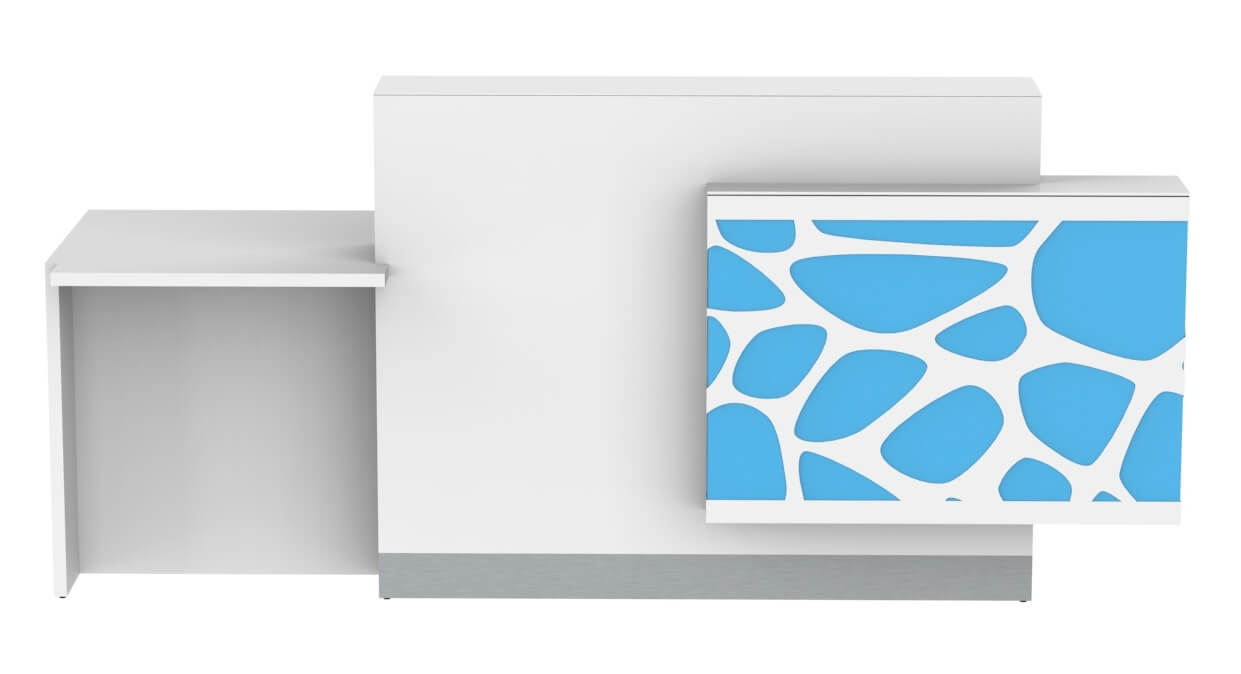 ORGANIC Straight Reception Desk w/Counter Top and Left Side RGB Light Panel, ADA Compliance