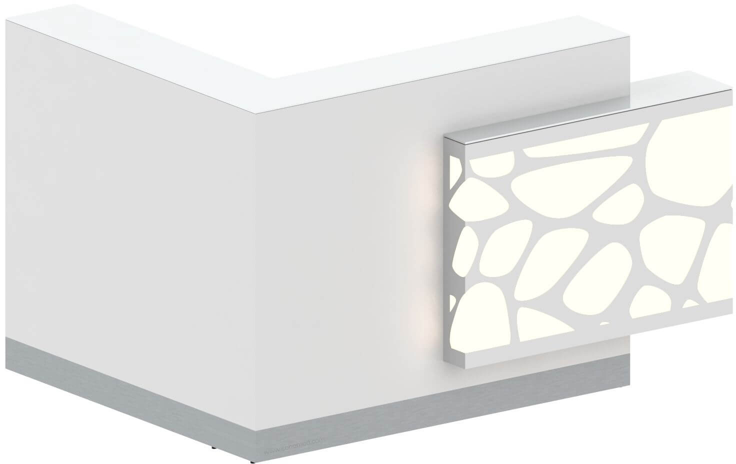 ORGANIC L-Shaped Medium Reception Desk w/Left Side RGB Light Panel