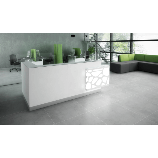 ORGANIC L-Shaped Reception Desk w/Right Side RGB Light Panel