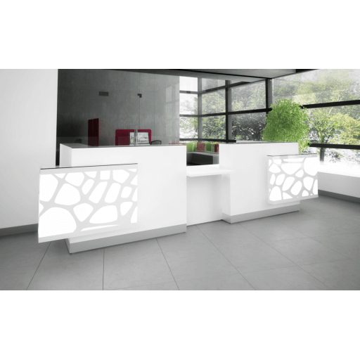 ORGANIC 2-Person U-Shaped Reception Desk w/Middle Counter Top & RGB Light, ADA Compliance