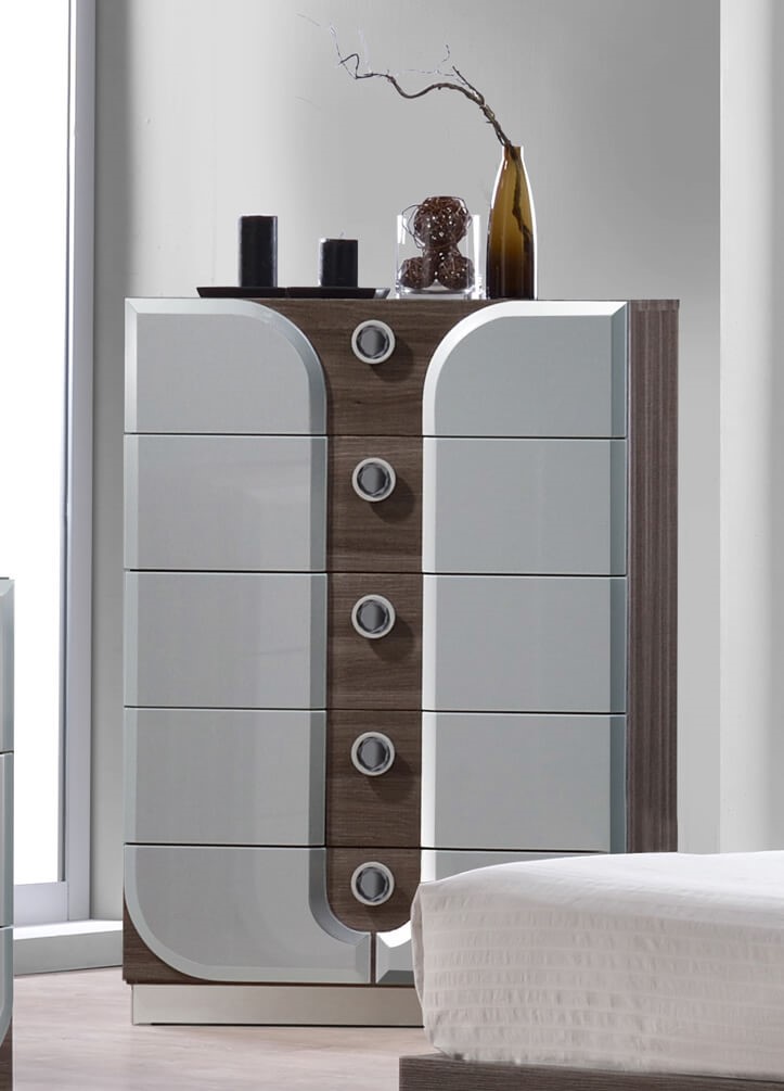 MILAN Edinburgh Zebra Wood Grain 5 Drawer Chest, Brown Edinburgh CHT