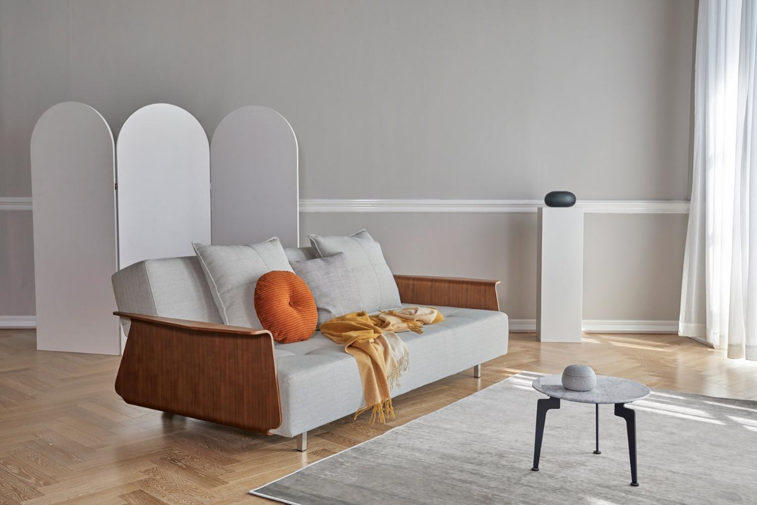 Long Horn Deluxe Excess Fabric Sofa Bed w/Arms