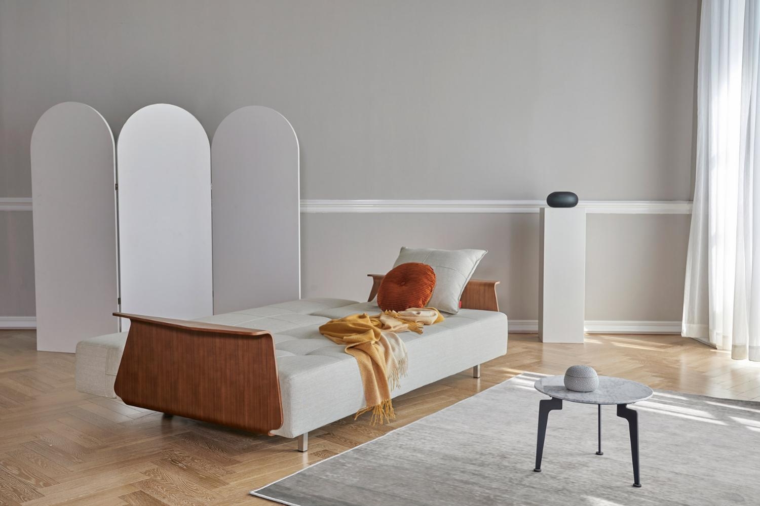 Long Horn Deluxe Excess Fabric Sofa Bed w/Arms