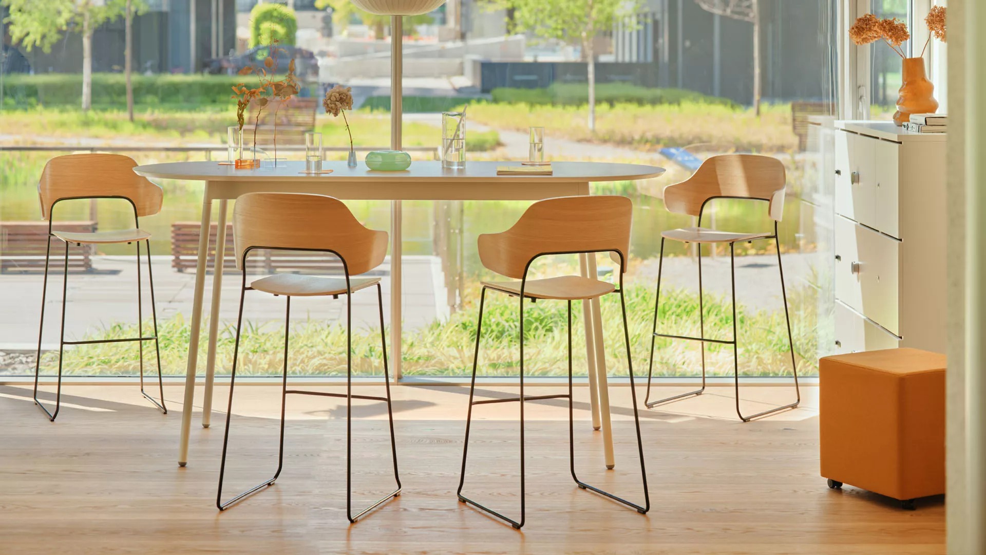 Afi Plywood/Metal Stackable Office High Stool w/Wing Backrest