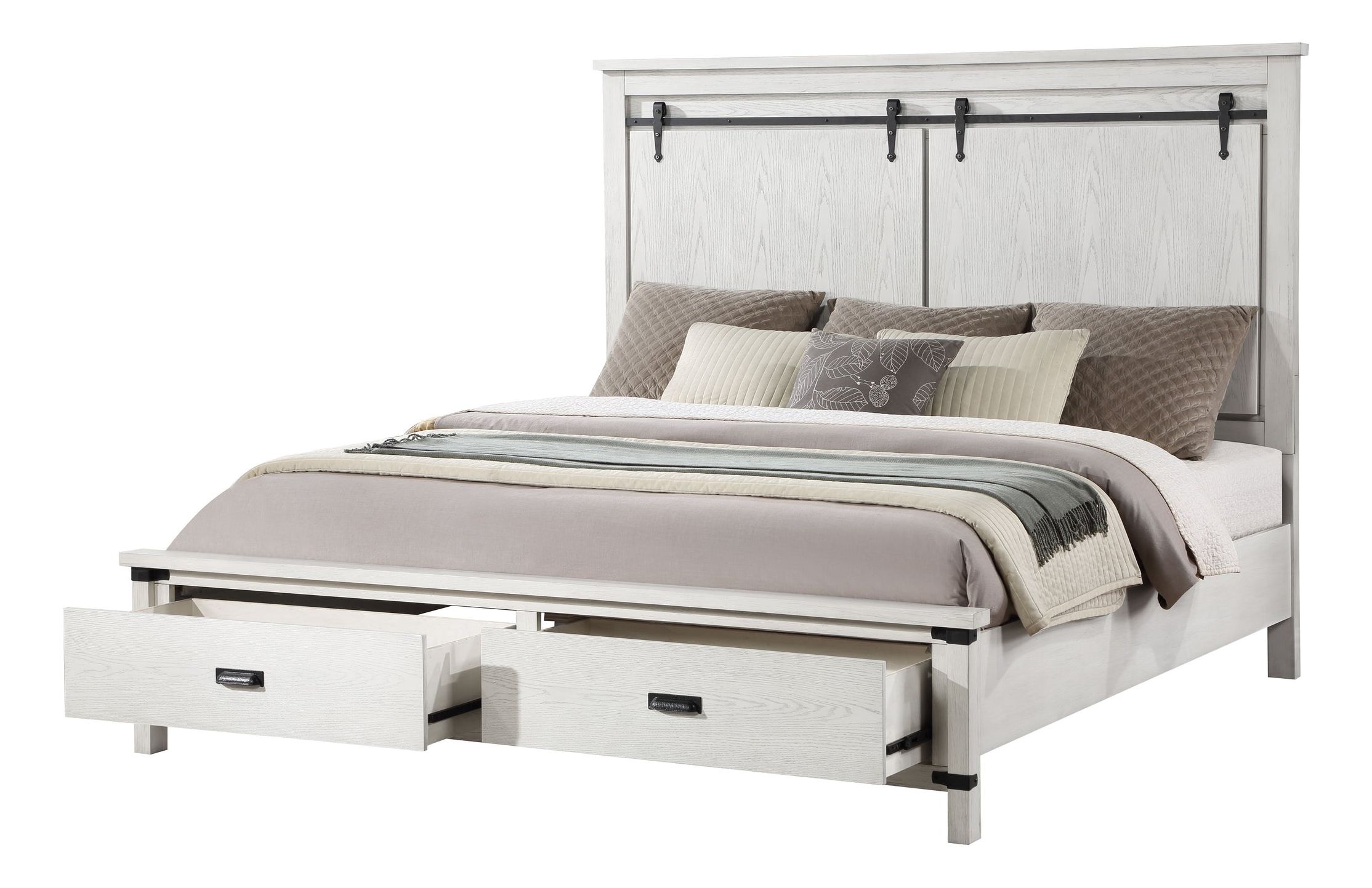 Loretta Wood Veneer King Size Bed with Storage Drawers
