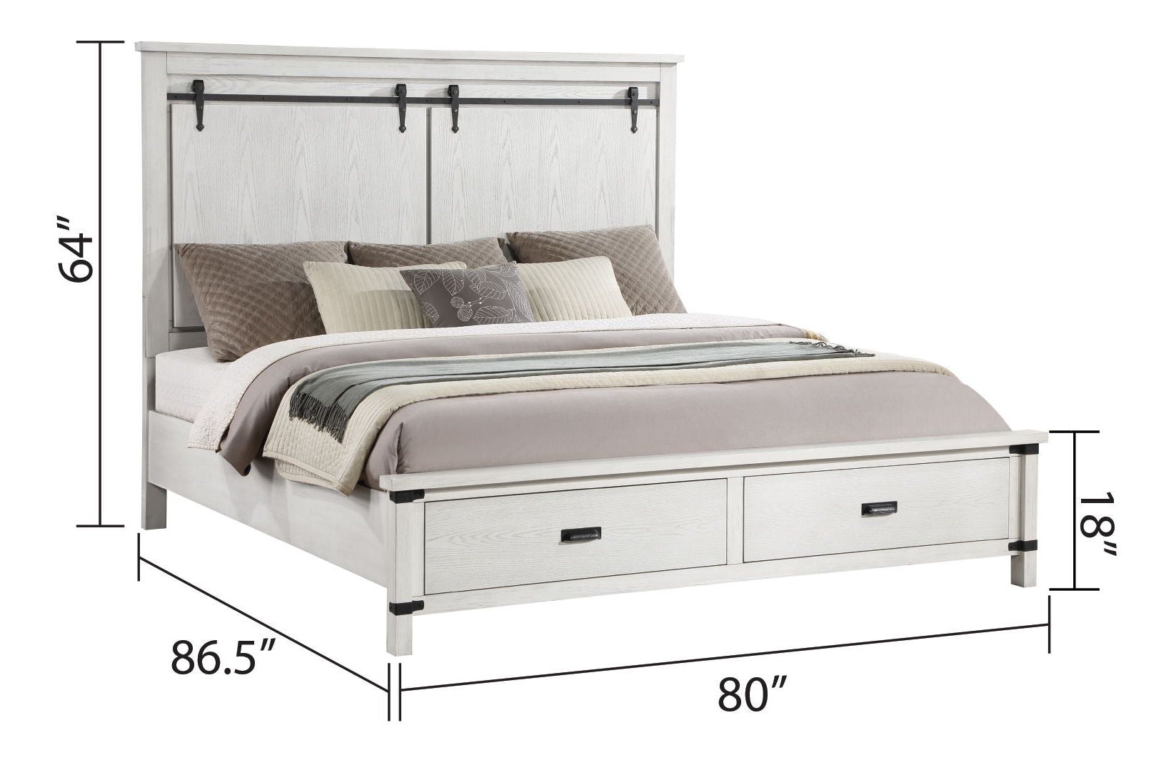 Loretta Wood Veneer King Size Bed with Storage Drawers