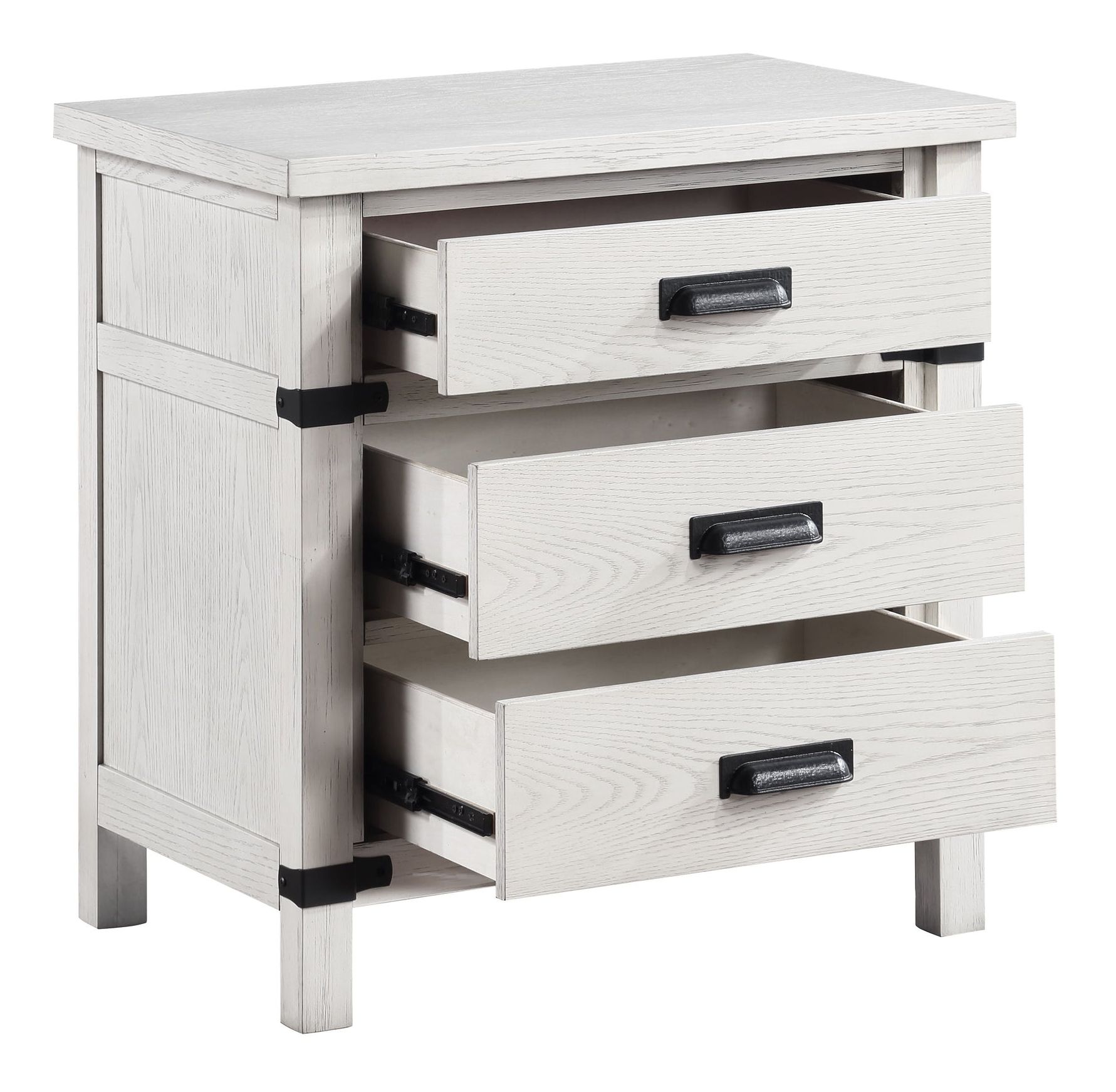 Loretta 3-Drawer Wood Veneer Nightstand