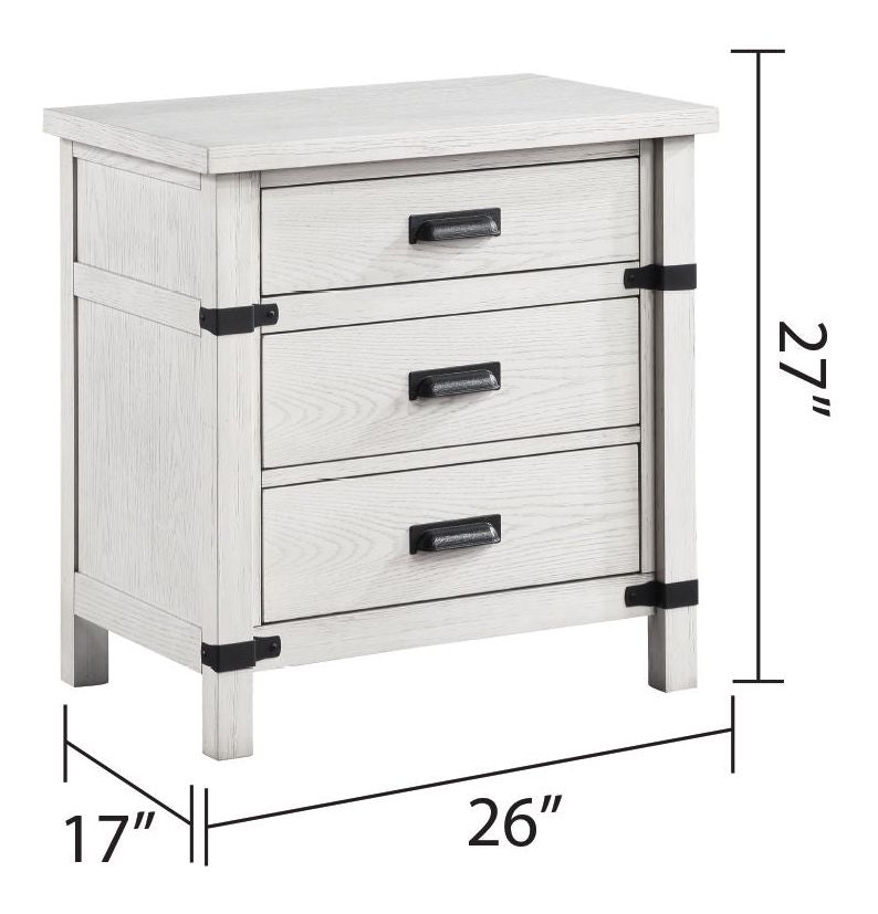 Loretta 3-Drawer Wood Veneer Nightstand