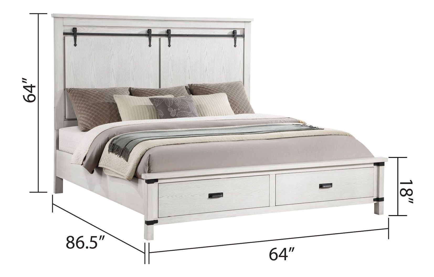 Loretta Wood Veneer Bed with Storage Drawers