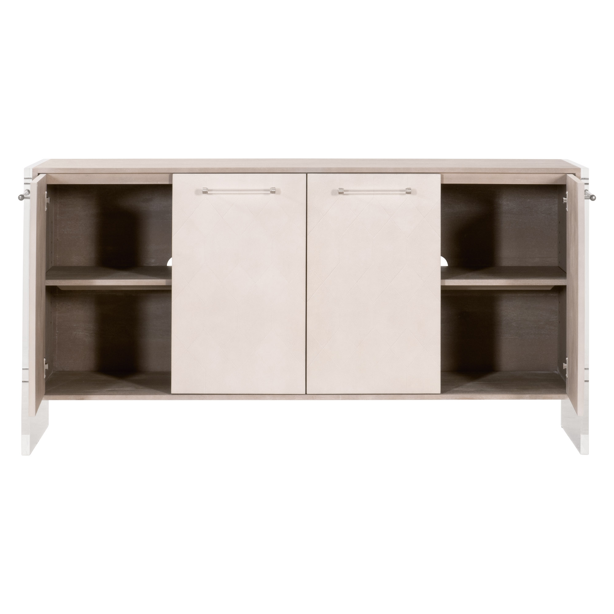 Lorin Shagreen Wood/Acrylic/Metal Media Sideboard w/4 Doors
