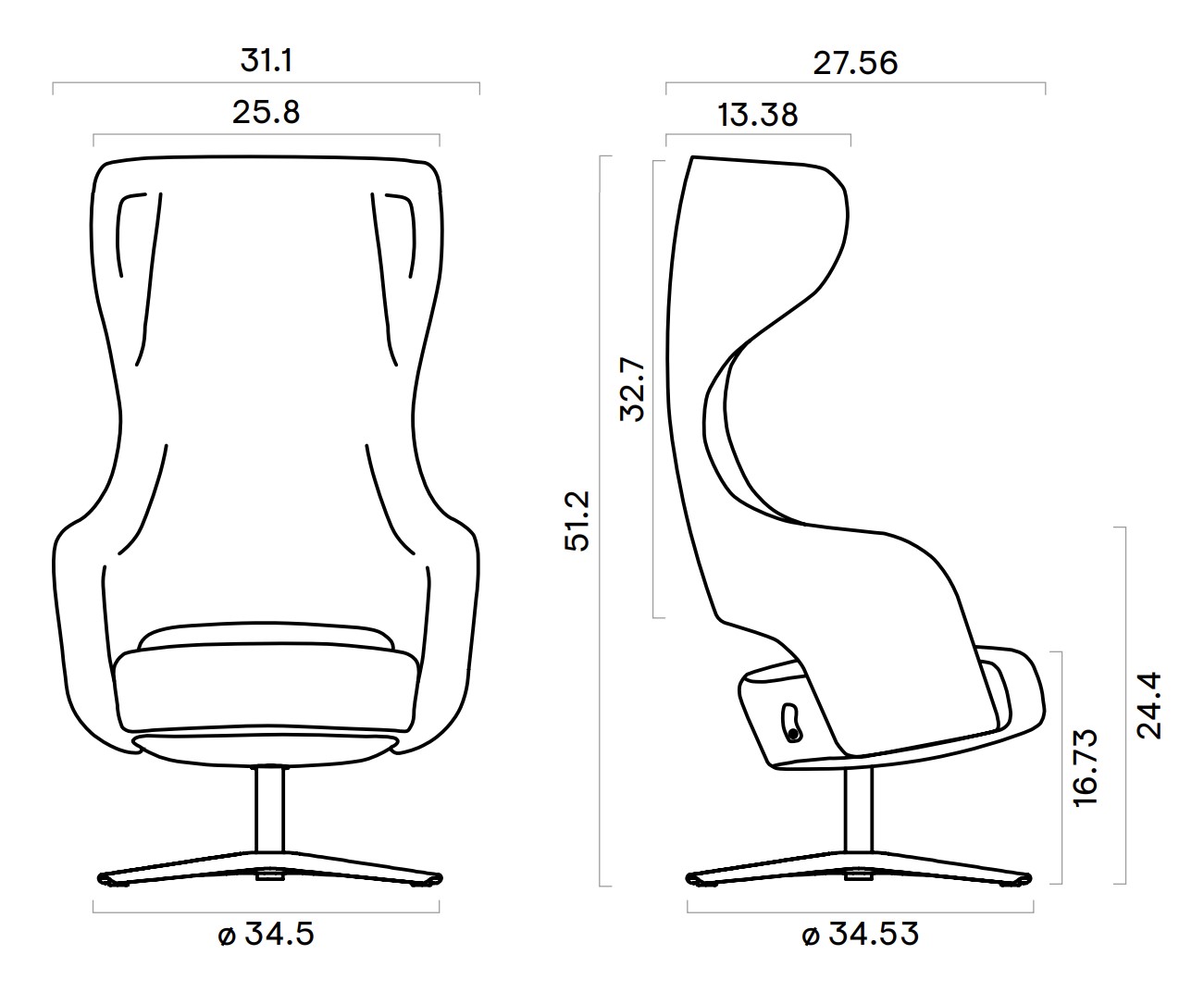 Sandie High-Back Swivel Adjustable Lounge Chair