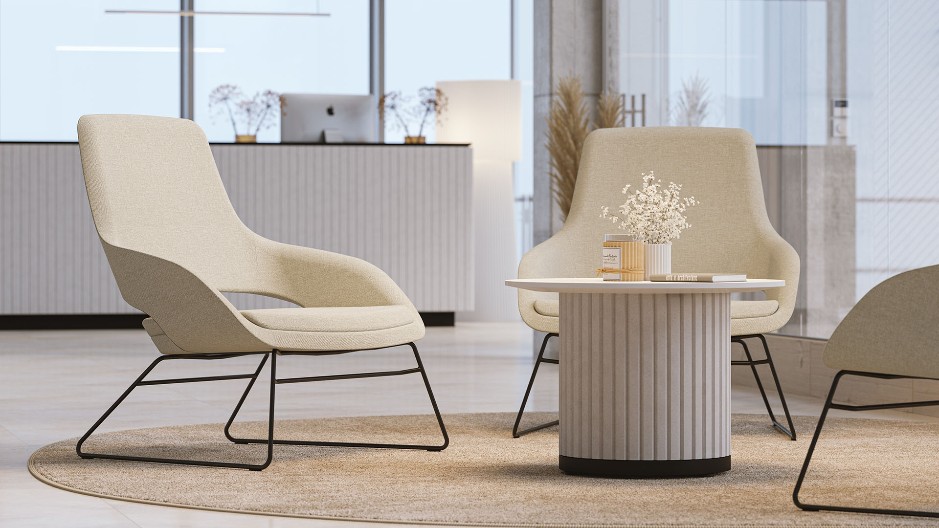 Sandie Office Lounge Chair w/Wire Steel Frame