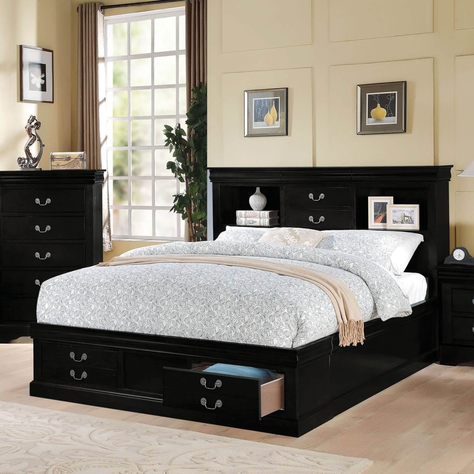 Louis Philippe III Storage Bed, Queen Size