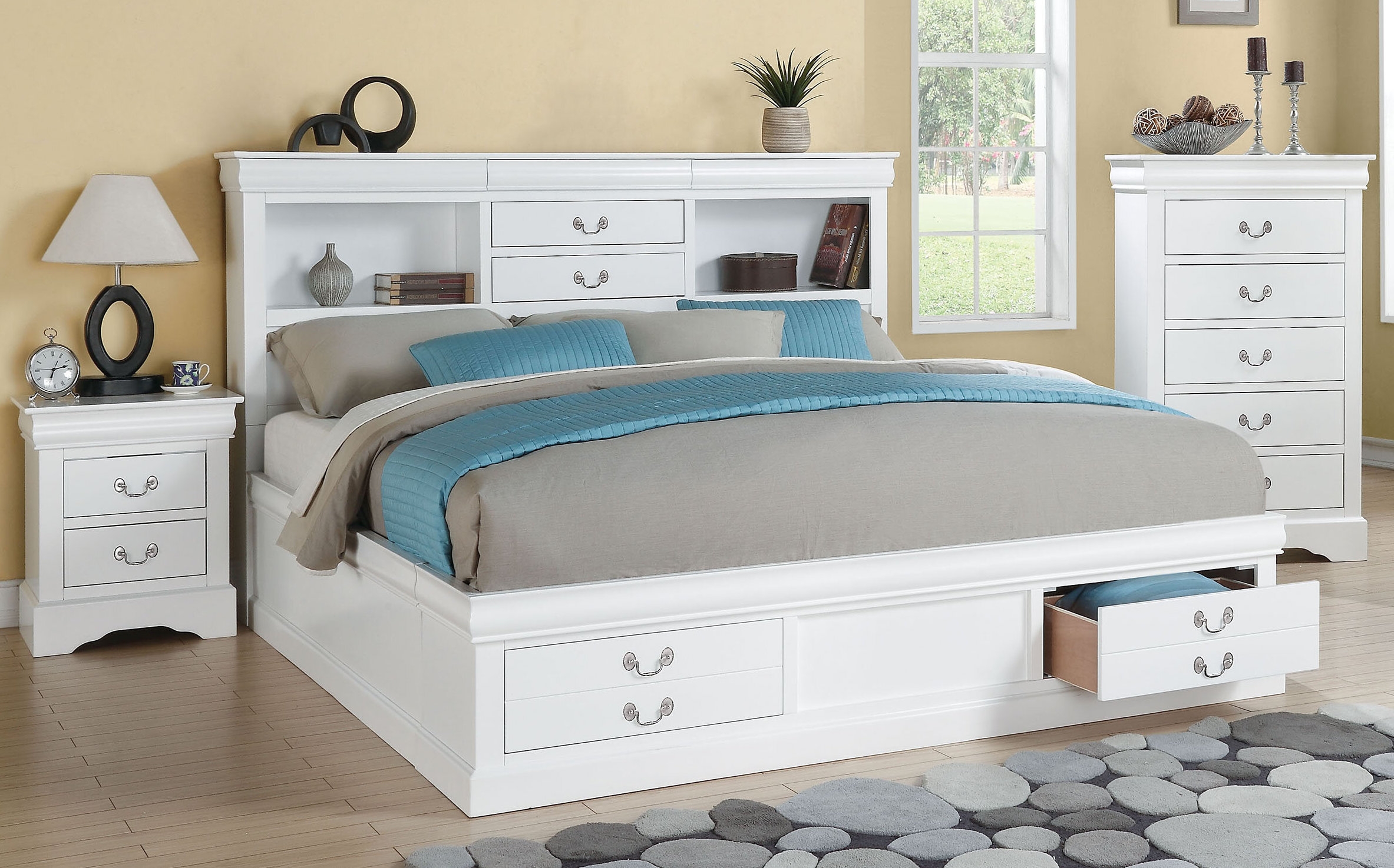 Louis Philippe III Storage Bed, King Size