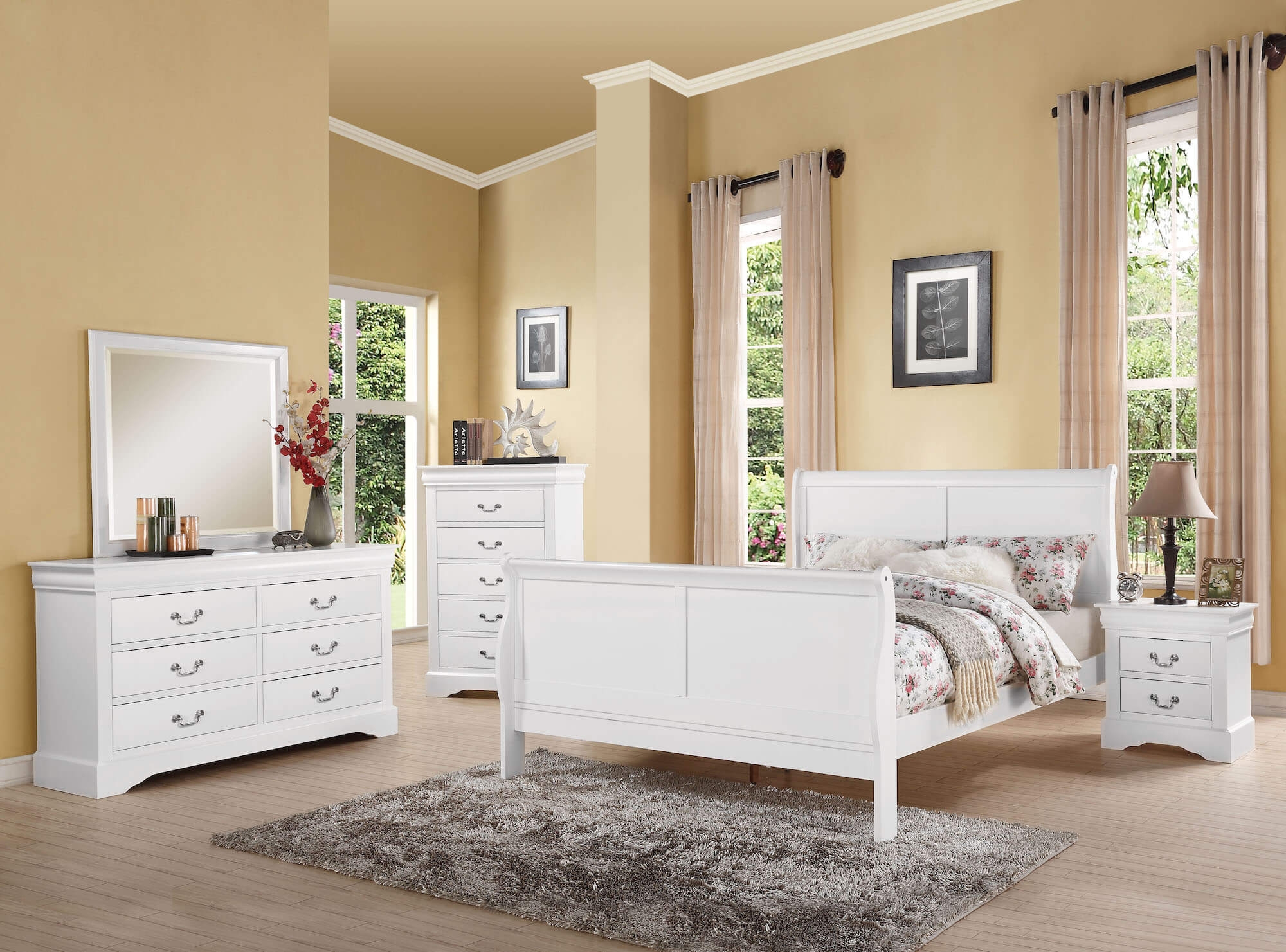 Acme Furniture Louis Philippe III Traditional Wood Sleigh King Bed