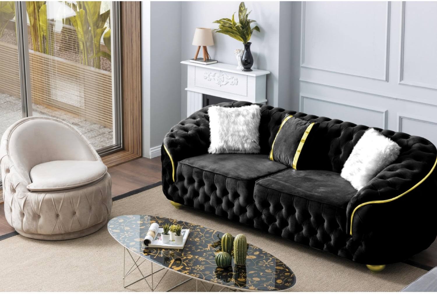 Bursa Tufted Velvet Living Room Set