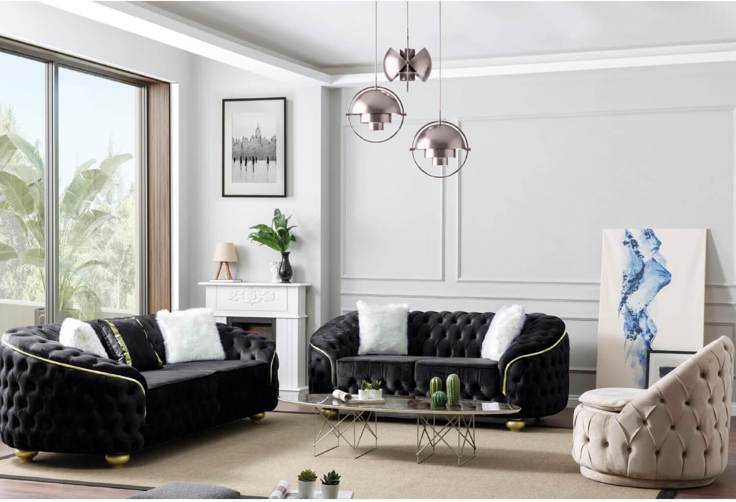 Bursa Tufted Velvet Living Room Set