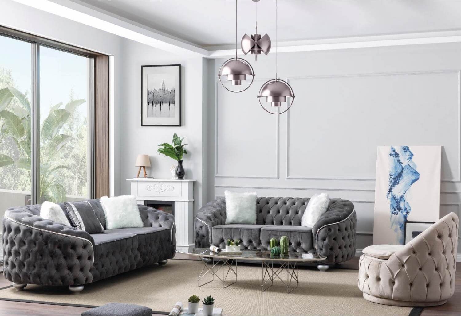 Bursa Tufted Velvet Living Room Set