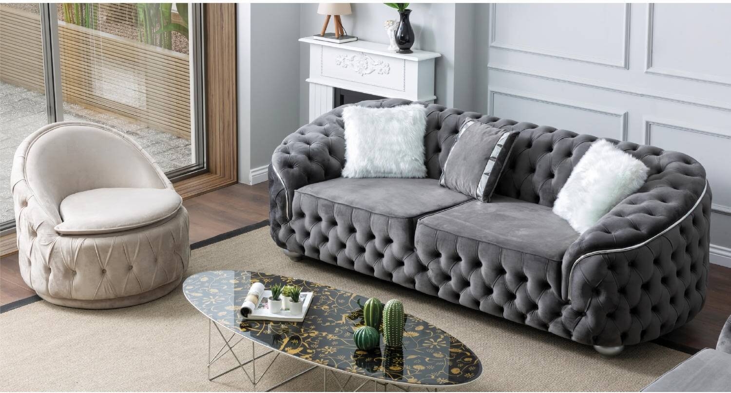Bursa Tufted Velvet Living Room Set