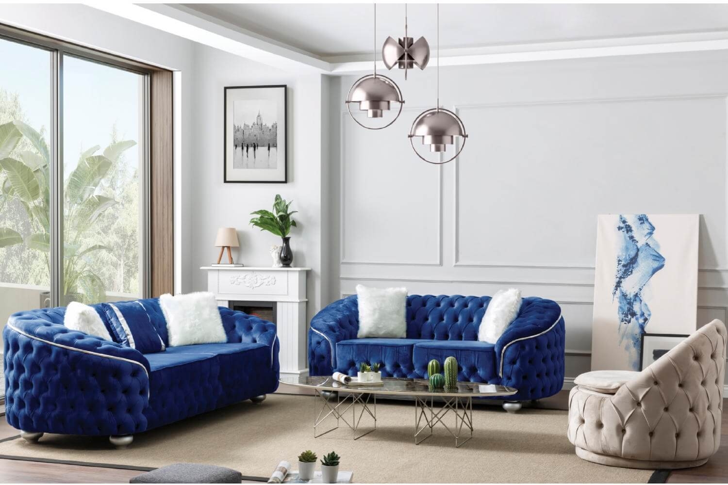 Bursa Tufted Velvet Living Room Set