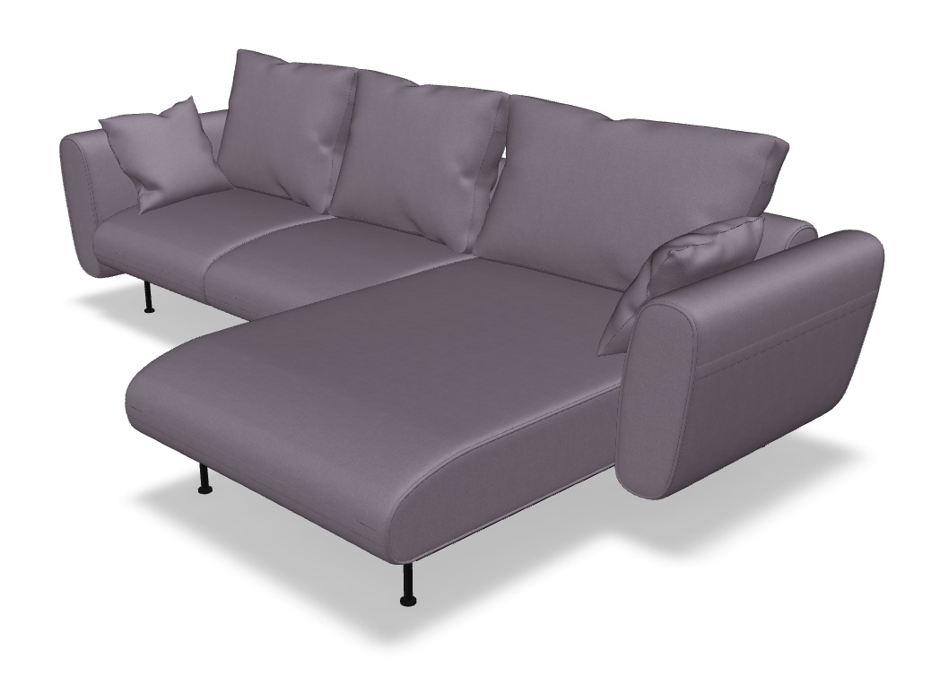 Lotus 111" Office Lounge Sofa w/Right Chaise Facing