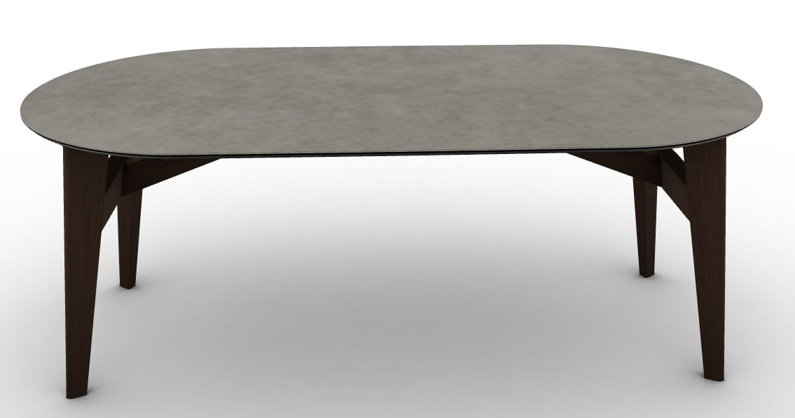 Abrey W78.7-inch Ceramic/Wood Customizable Oval Dining Table