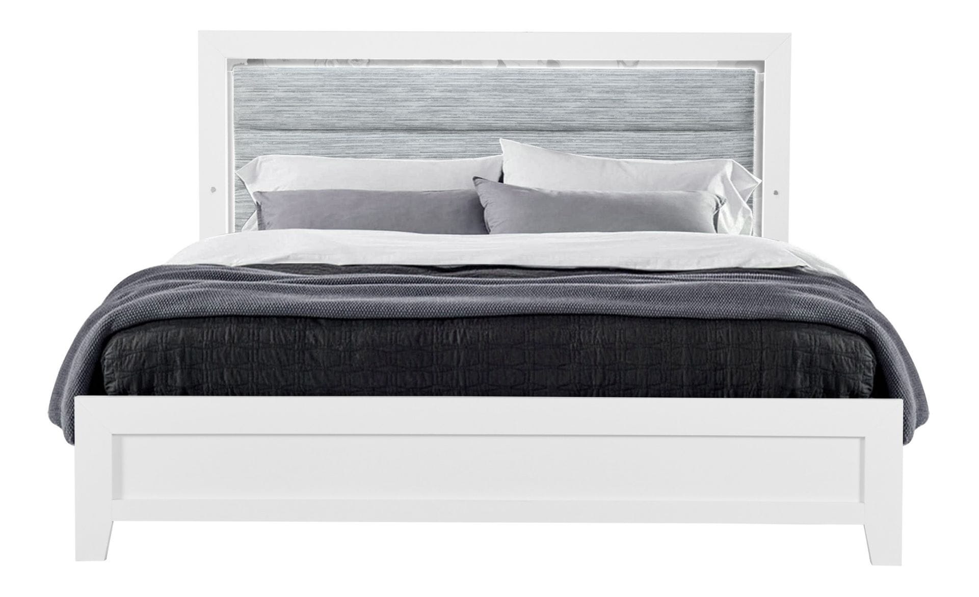 Luccia Wood Panel Bed w/LED Light, King Size