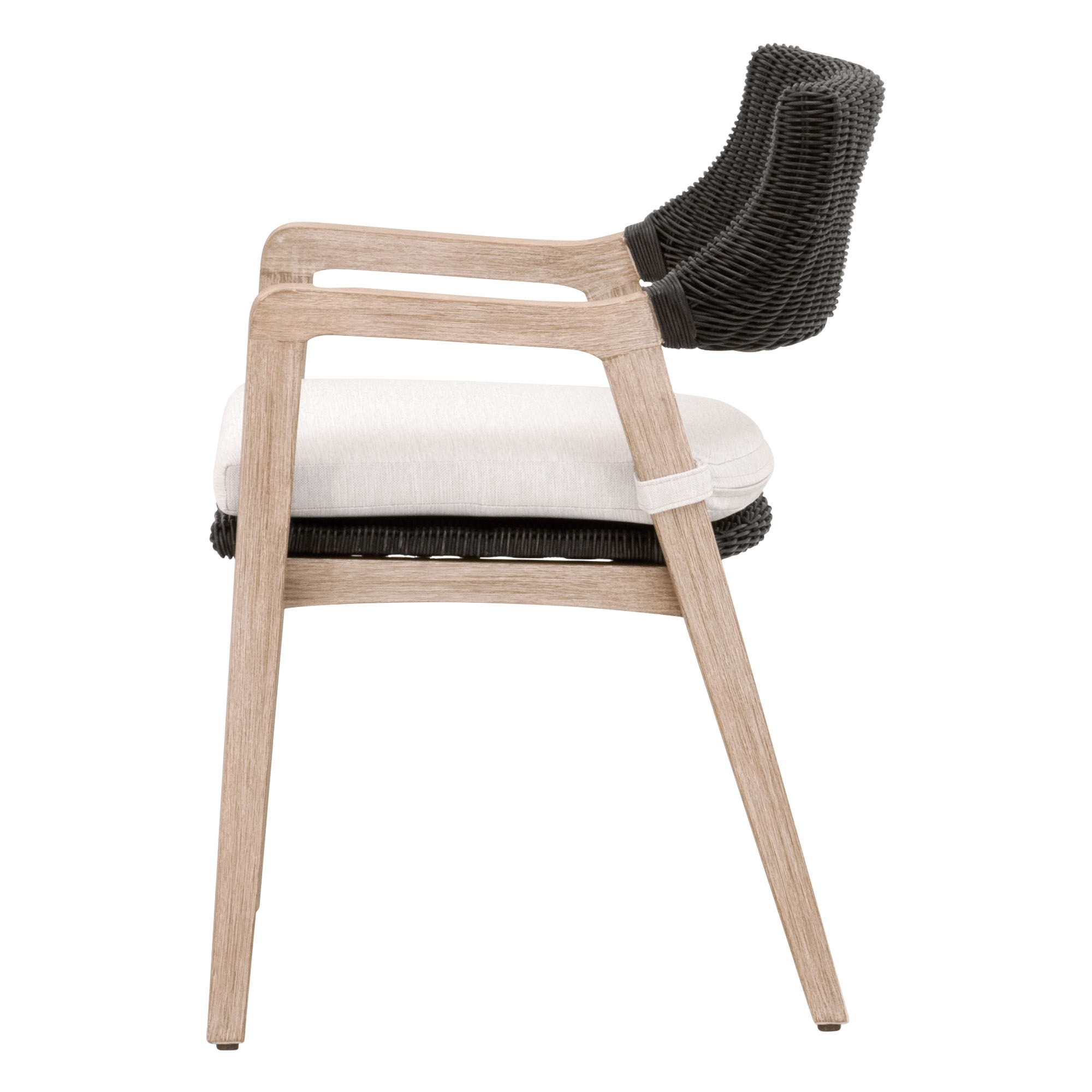 Lucia Wicker/Fabric/Wood Dining Arm Chair