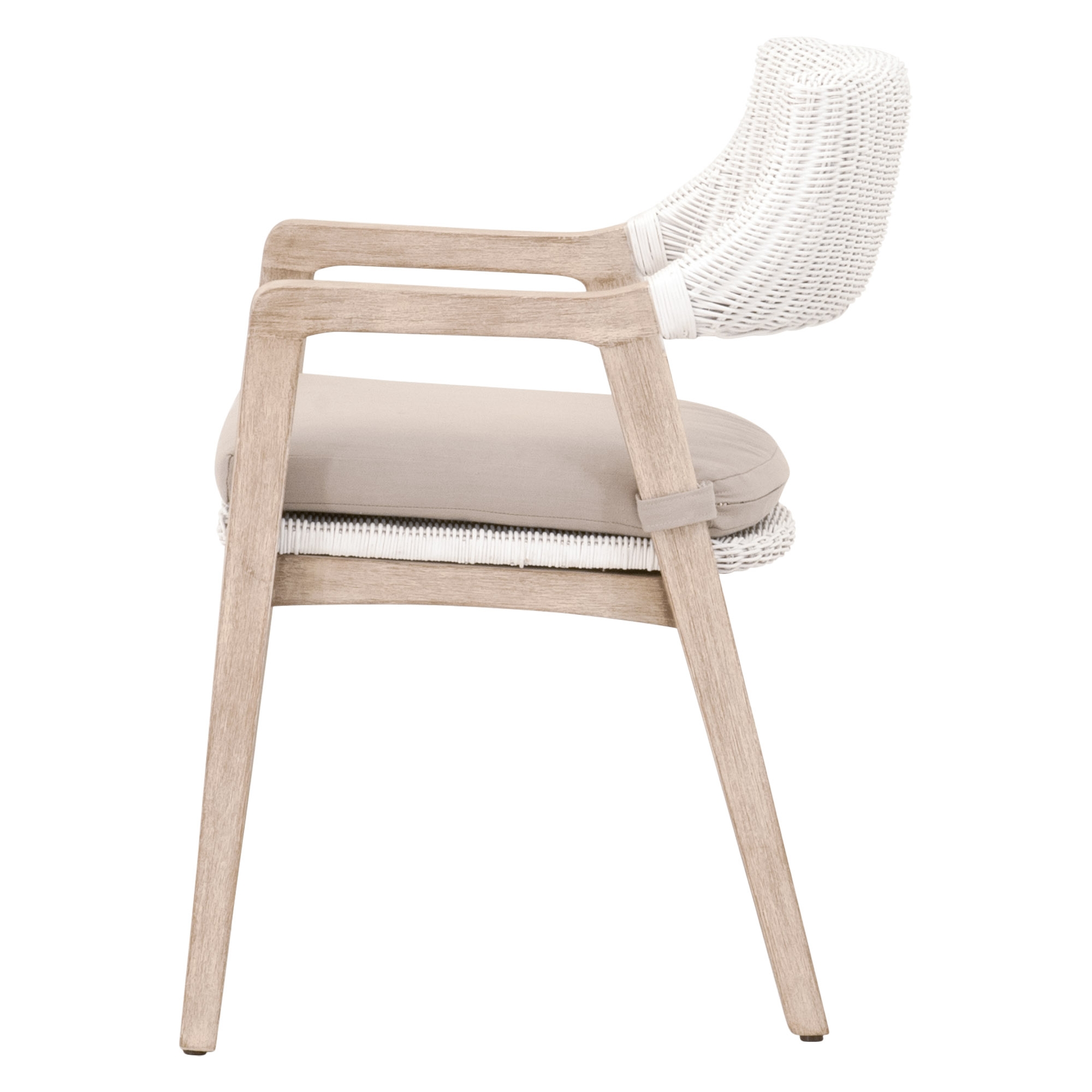 Lucia Wicker/Fabric/Wood Dining Arm Chair