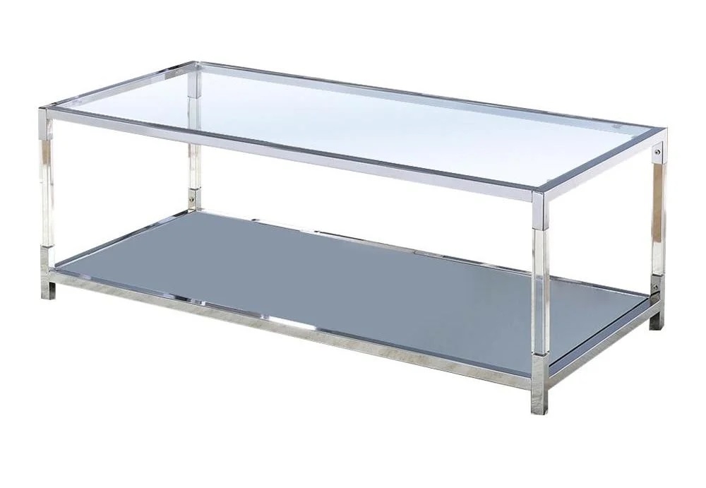 Ludvig Glass/Mirror/Metal Storage Coffee Table Set