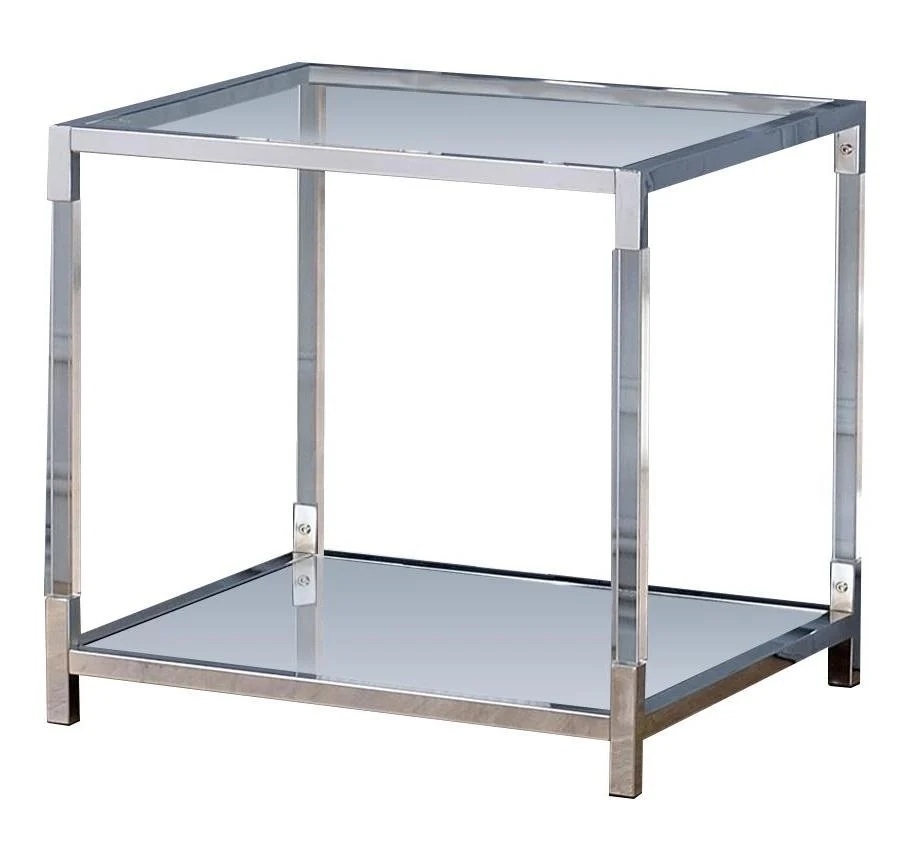 Ludvig Glass/Mirror/Metal Storage Coffee Table Set