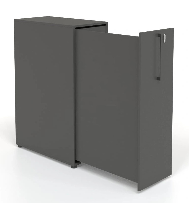 Boxi Office Lockable Storage Tower w/2 Shelves, 1 Metal Shelf & File Drawer, Left Hand