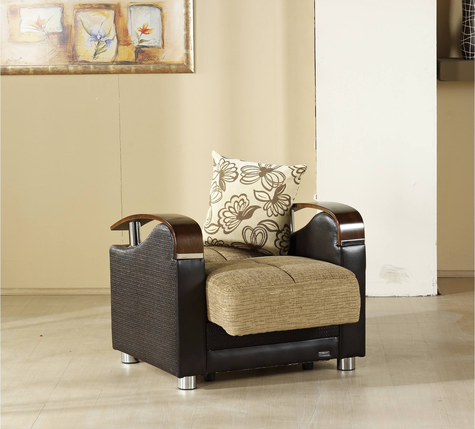 Luna Fabric Storage Sleeper Armchair