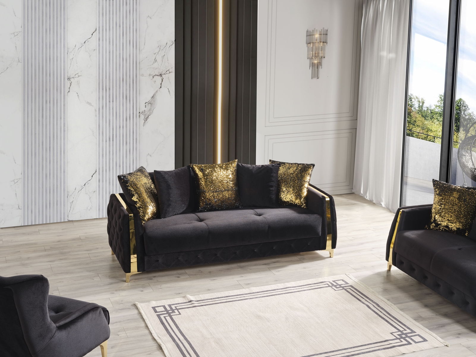 Lust Polyester Fabric Living Room Set