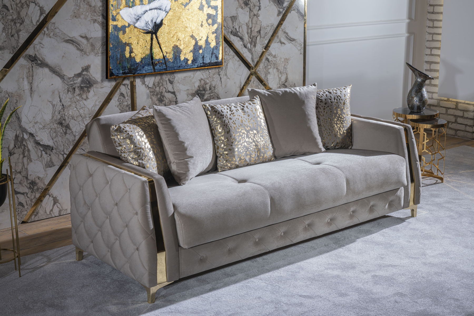 Lust Polyester Fabric Sleeper Sofa with Under Seat Storage