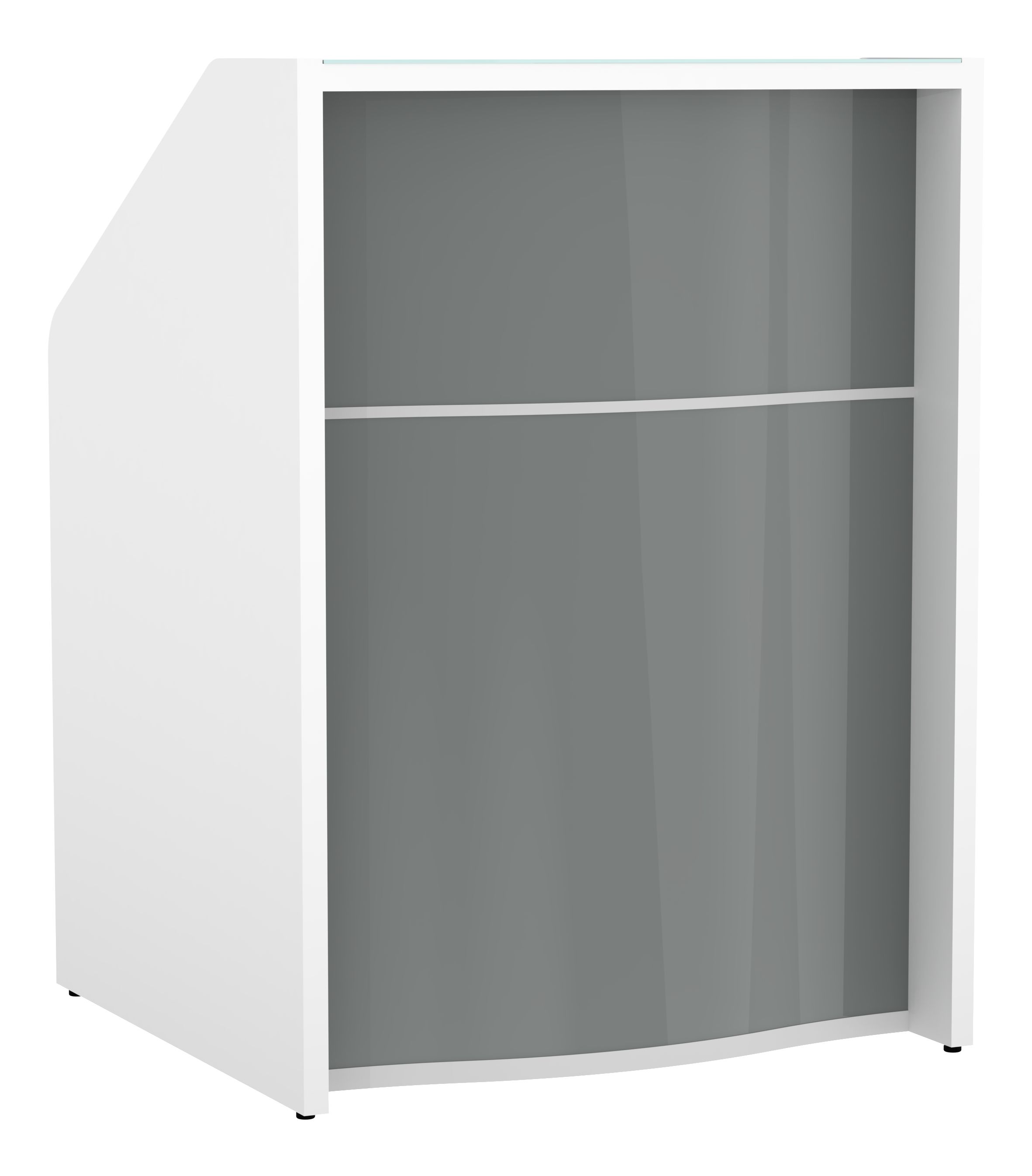 Wave 31" Straight Small Counter Reception Desk in Grey High Gloss