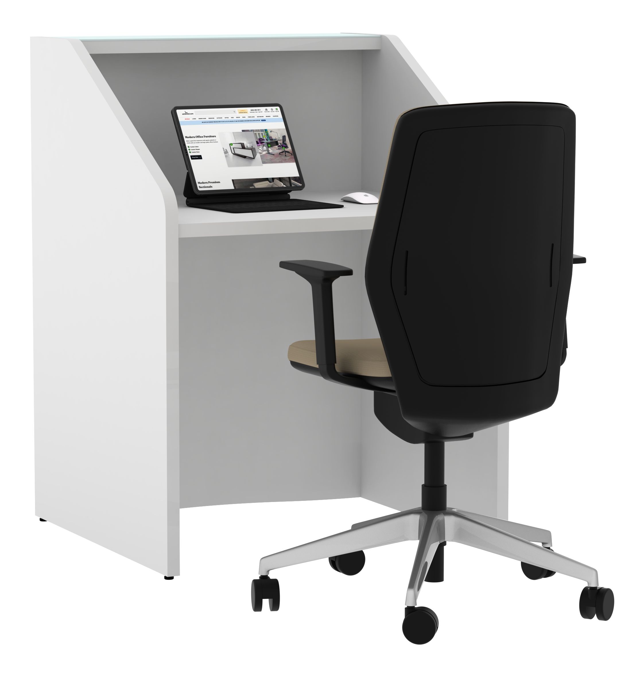Wave 31" Straight Small Counter Reception Desk Setup